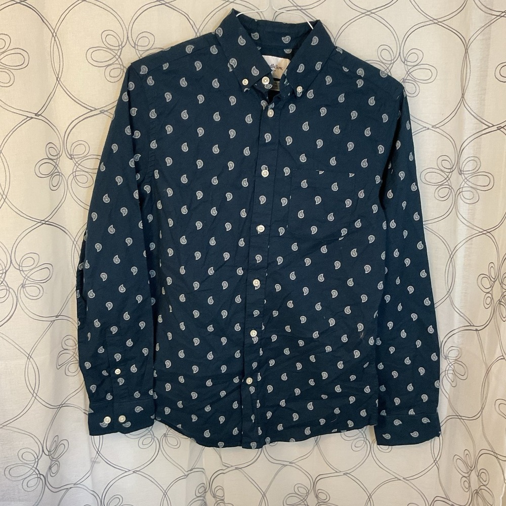 Goodfellow & Co. Men's Long Sleeve  Shirt‎ Blue w/ White Paisley Size XL